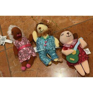 WONDERSHOP TARGET ANIMAL BAND DANCERS FELT SEQUIN XMAS ORNAMENTS LOT 3 NEW NWT
